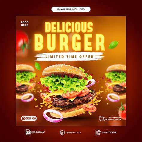 Premium Psd Special Delicious Burger And Food Menu Social Media Banner Template