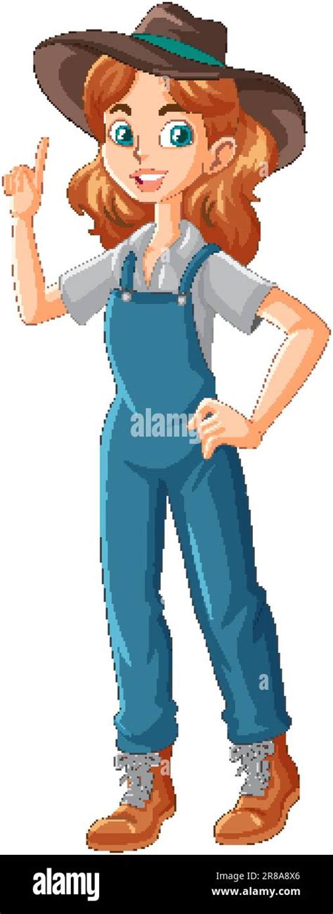 Young female farmer cartoon character illustration Stock Vector Image ...