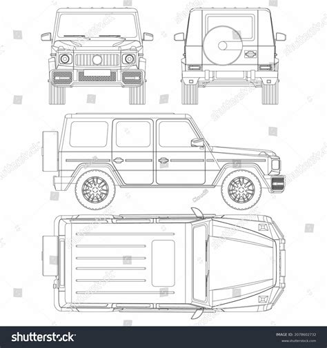 offroad car vector template suv blueprint stock vector royalty