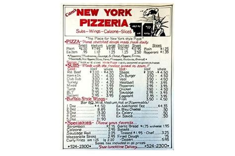 Menu Design Cam S Pizzeria Rochester S Ny Style Pizza