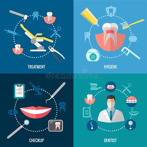 Tänder Medicinsk Linje Symboler För Tandläkekonst Vektor Illustrationer