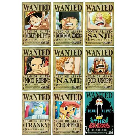 Jual Poster New Bounty One Piece Wanted Set Isi Lembar Poster