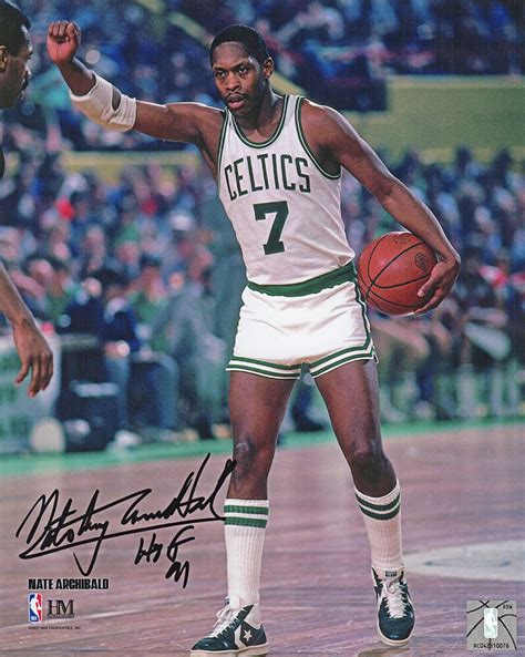 Nate Tiny Archibald Signed Boston Celtics White Jersey Action 810