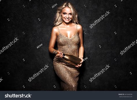 Beautiful Sexy Blonde Woman On Black Stock Photo Shutterstock