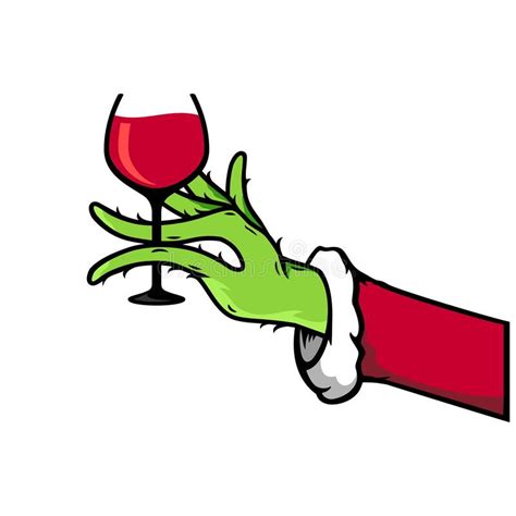 Grinches Hand Christmas Drink Up Vector Illustration Grinch Hands