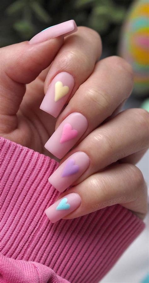 30 Love Inspired Nail Aesthetics Shimmery Blurry Heart Nude Nails
