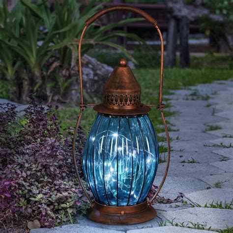 Exhart Solar Crackle Glass Ball Garden Stake With Six LED Lights And