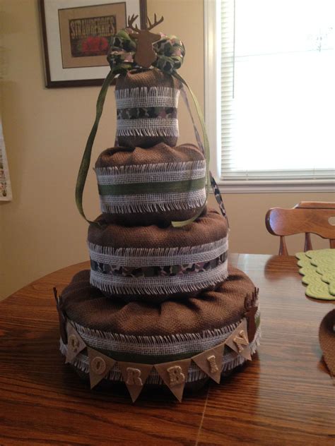 Camo Deer Diaper Cake Diaper Cake Baby Boy Shower Cake