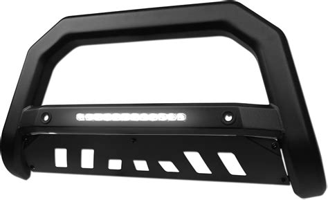 Amazon Matte Black Avt Style Led Light Bull Bar Brush Push Front