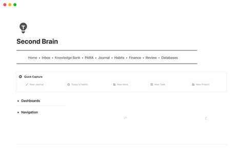 Minimal Second Brain Notion Template