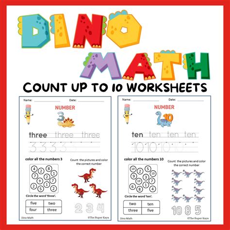 How Many Dinosaure Count Numbers Up To 10 For K And Pre K Basic Math