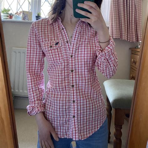 Abercrombie And Fitch Red And White Checked Shirt Depop