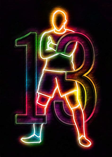 Neon Football Poster Picture Metal Print Paint By Izmo