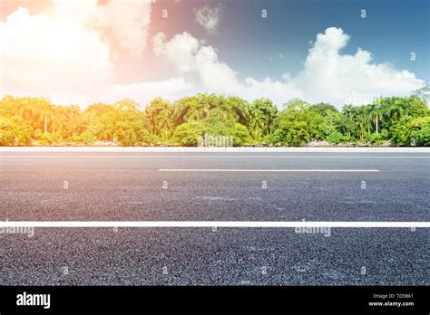 Blue Sky White Clouds With Asphalt Pavement Car Advertising Background