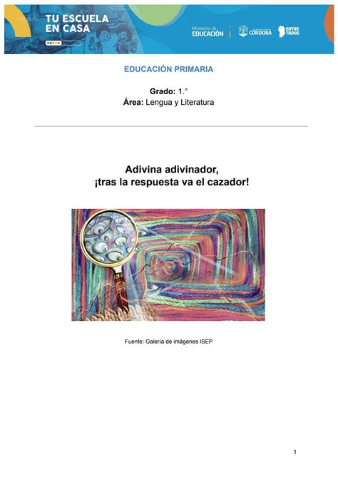 Adivina Adivinador Tras La Respuesta Va El Cazador Grado Pdf