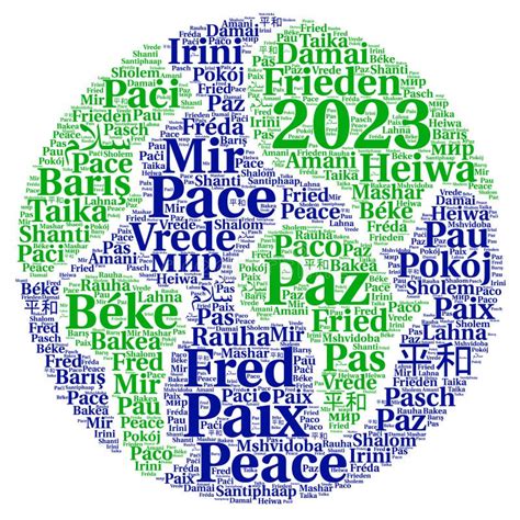 Peace 2023 Word Cloud In Different Languages Stock Illustration