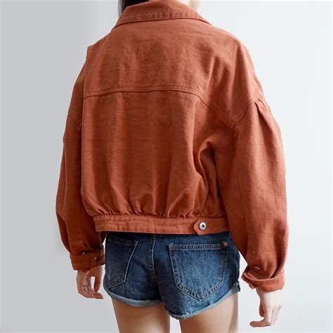 Rustic Denim Jacket Burnt Orange · Megoosta Fashion · Free Shipping