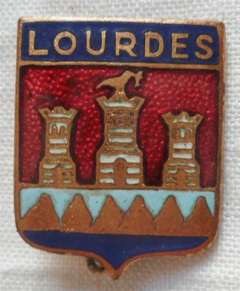 Insigne Blason Ancien Ville De Lourdes Mail Mm Authentique France