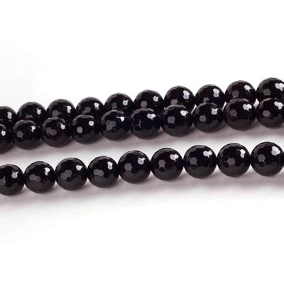 8mm Faceted Rondell Black Onyx Stone Beads Natural Semiprecious Gemstone