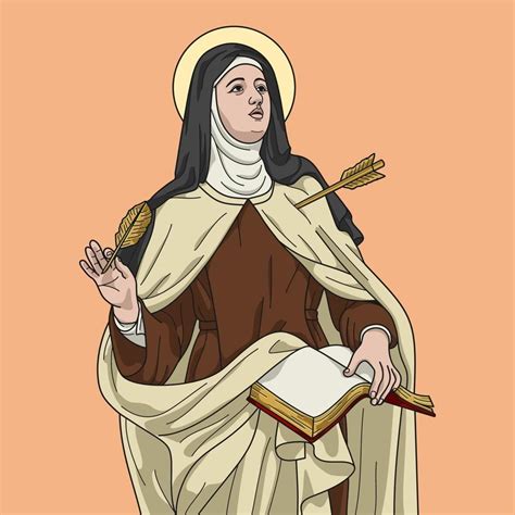 santa teresa de jesus de ávila ilustração vetorial colorida Saint