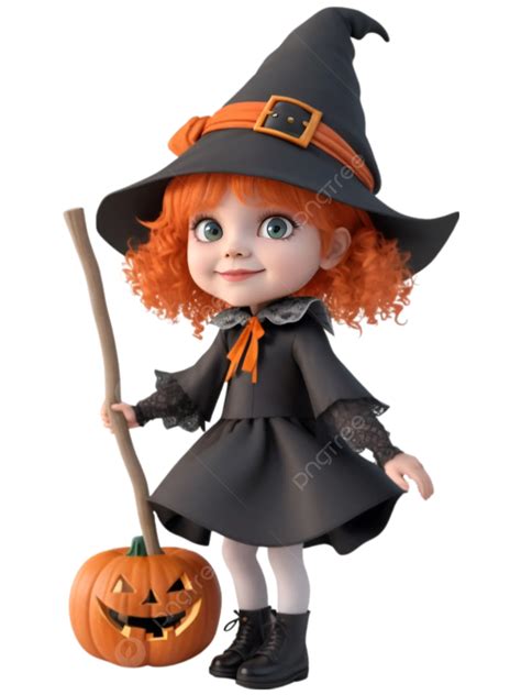 Lovely And Cute Halloween Girl Vector Halloween Pumpkin Witch Png