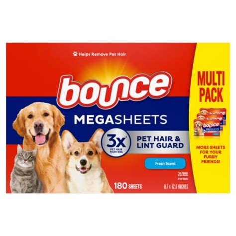 Bounce Pet Hair And Lint Guard Fresh Scent Mega Dryer Sheet 180 Ct