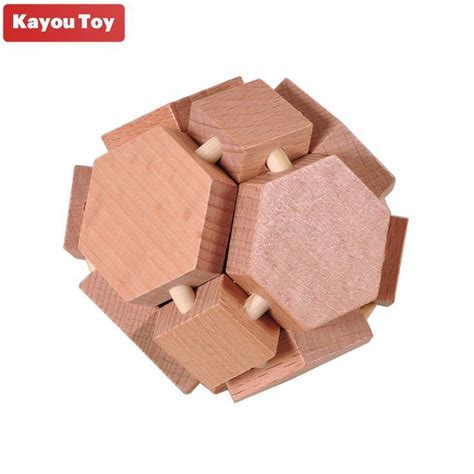 Classic D Wooden Iq Puzzle Brain Teaser Piece Burr Puzzles Game Toy