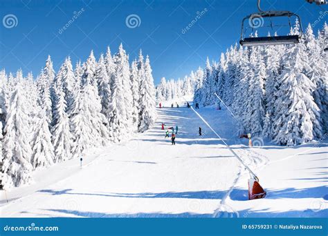 Ski Resort Kopaonik Serbia Ski Lift Slope People Skiing Editorial