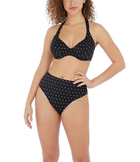 Freya Jewel Cove Dotted Print Plunge V Neck Underwire Halter Tie Bikini