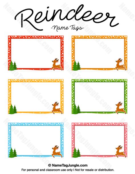 Free Printable Reindeer Name Tags The Template Can Also Be Used For