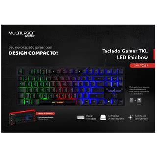 Teclado Gamer De Membrana Tkl Led Rainbow Multilaser Tc Shopee