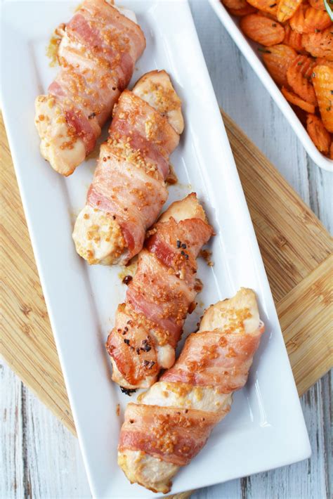 Bacon Wrapped Chicken Tenders With Brown Sugar Garlic Glaze