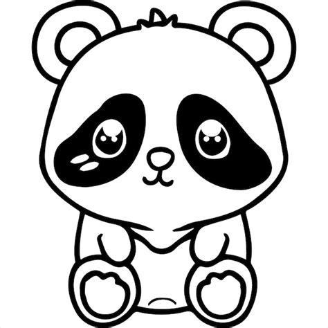 Desenho De Panda Kawaii Para Colorir Vetor Premium