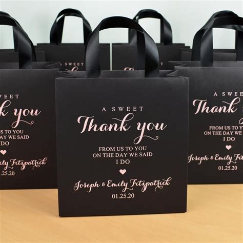 Black And Gold Wedding Favor Bags With Satin Ribbon Handles Etsy