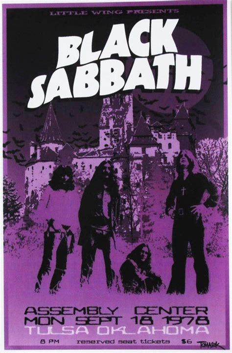 Black Sabbath 1978 Concert Poster Live In Tusla Oklahoma Rock Poster Art Rock Band Posters