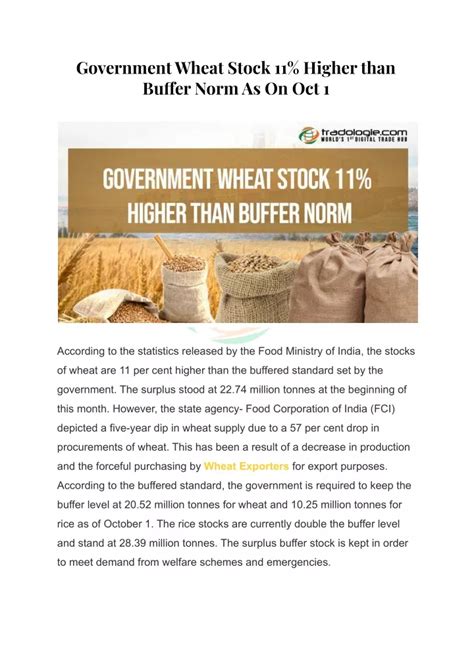 PPT Government Wheat Stock 11 Higher Than Buffer Norm As On Oct 1