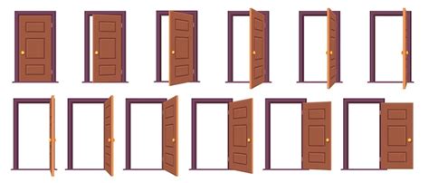 Premium Vector Open Door Sequence Cartoon Steps For Animation Of