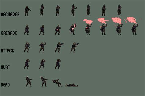 Free Soldier Sprite Sheets Pixel Art Behance