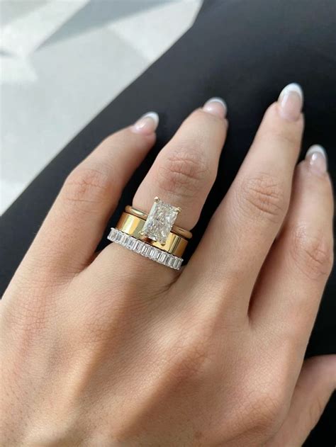 Radiant Cut Engagement Ring Wedding Stack With Eternity Band And Mm