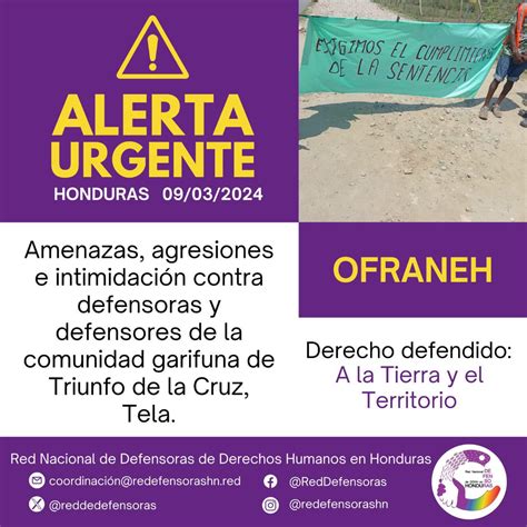 Alertaurgenteamenazas Agresiones E Intimidaci N Contra Defensoras Y