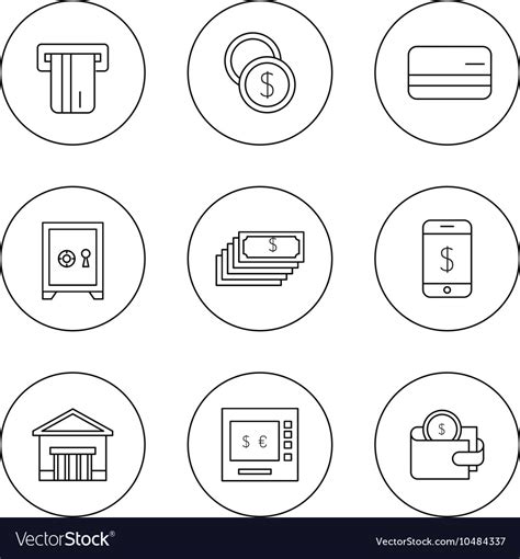 Money icon outline Royalty Free Vector Image - VectorStock