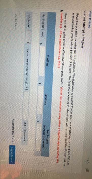 Solved 1 E View Policies Current Attempt In Progress Royal Chegg