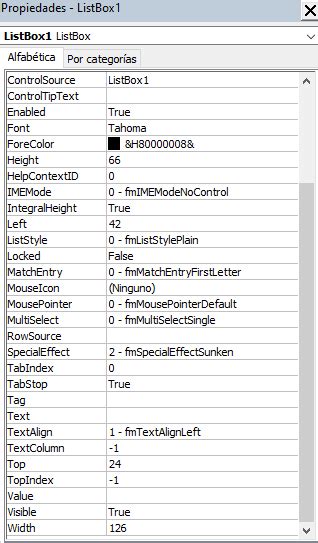 Como fijar el tamaño de un ListBox dentro de un formulario Macros y