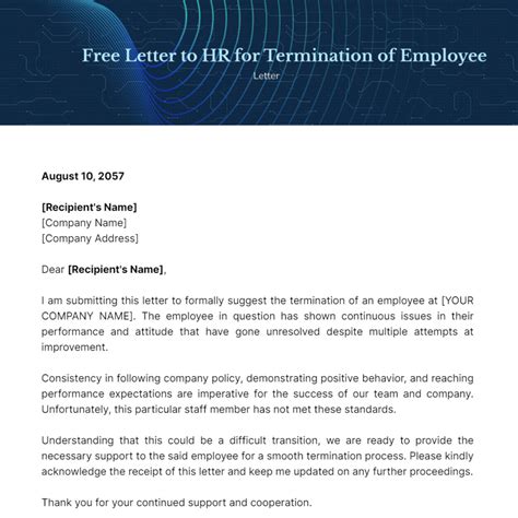 Letter To Hr For Termination Of Employee Template Edit Online