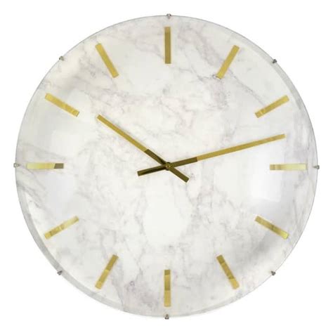 Westclox Analog Qa Large White Marble Dial Wall Clock With