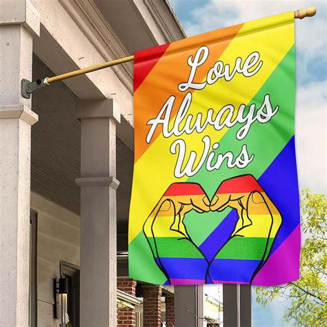 Unifinz Lgbt Pride Flag Love Always Wins Heart Shape Hands Rainbow Col