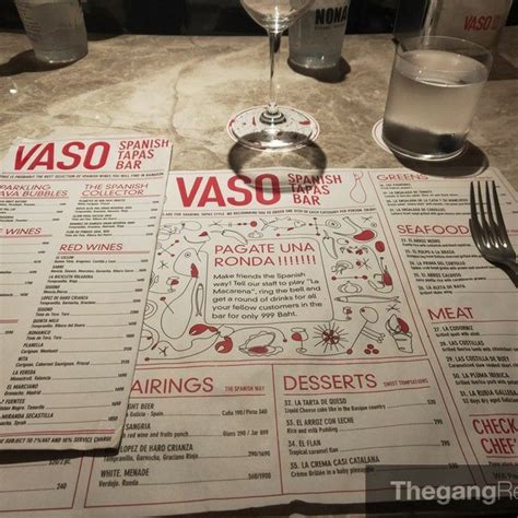 เมนของรานอาหาร Vaso Spanish Tapas Bar เวลา หลงสวน