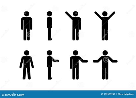 Man Standing Set Stick Figure Human Vector Illustration Pictogram Of