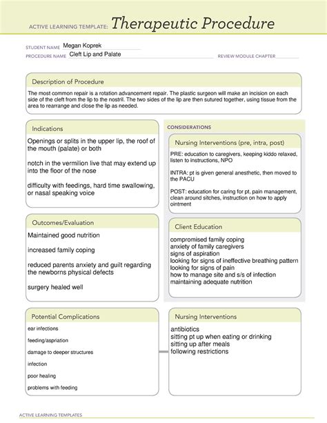 Therapeutic Procedure Active Learning Templates Therapeutic Procedure