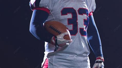 Portrait Of Confident American Football Players Field On Muscular Photo ...